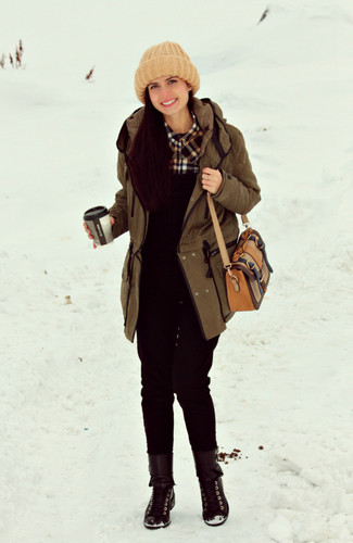 Как носить парку с ботинками на шнуровке женщине