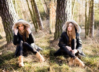 Как носить парку с узкими брюками