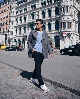 Как носить полупальто с брюками чинос