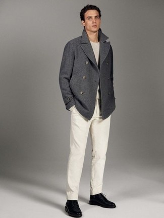 Как носить полупальто с свитером с круглым вырезом