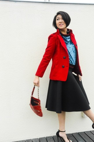 Как носить полупальто с пышной юбкой