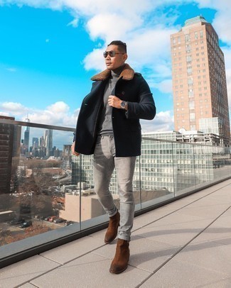 Как носить полупальто с джинсами