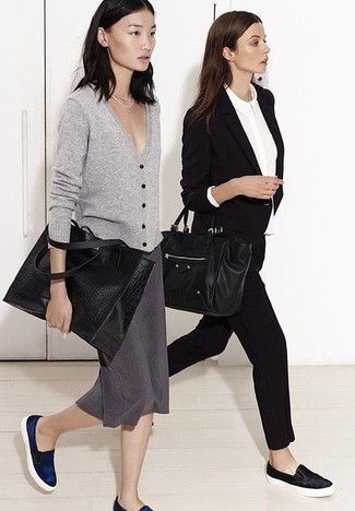 Как носить юбку-карандаш с кардиганом
