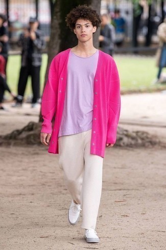 С чем носить розовый кардиган мужчине