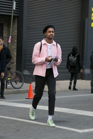 С чем носить розовую куртку харрингтон