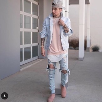 Какие ботинки челси носить с розовым свитшотем мужчине