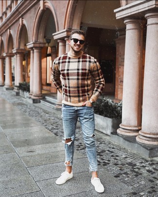С чем носить свитер в шотландскую клетку мужчине