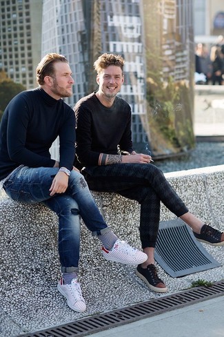 С чем носить низкие кеды в горошек мужчине