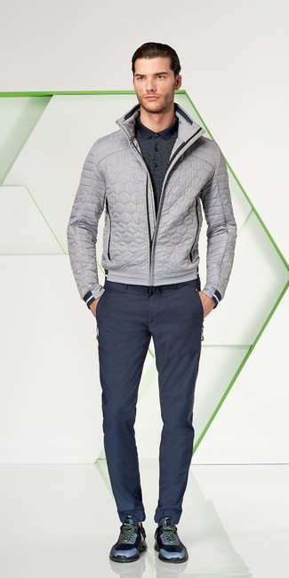 Как носить футболку-поло с бомбером мужчине