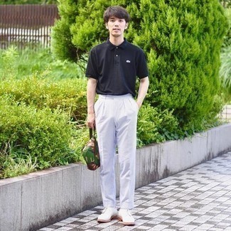 Как носить футболку-поло с туфлями дерби