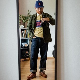 Как носить свитер с воротником поло с джинсами мужчине