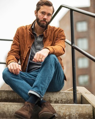 Как носить свитер с воротником поло с джинсами мужчине