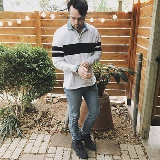 Как носить свитер с воротником поло с джинсами мужчине