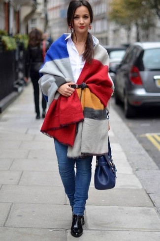 Как носить пончо с ботильонами