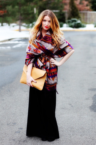 С чем носить пончо с принтом