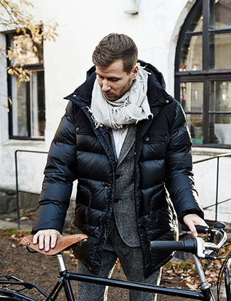 Как носить пуховик с классической рубашкой мужчине