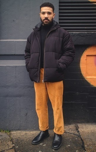 Как носить куртку-пуховик с водолазкой мужчине