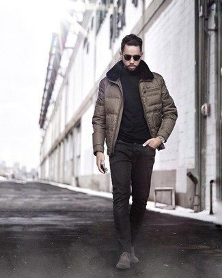 Как носить куртку-пуховик с водолазкой мужчине