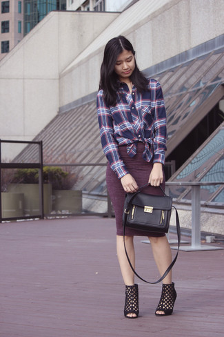 С чем носить пурпурную юбку-карандаш