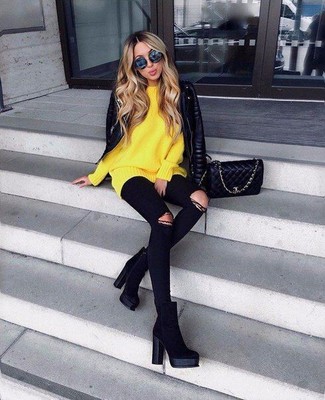 С чем носить кожаную стеганую косуху женщине