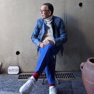 С чем носить кожаный стеганый бомбер мужчине