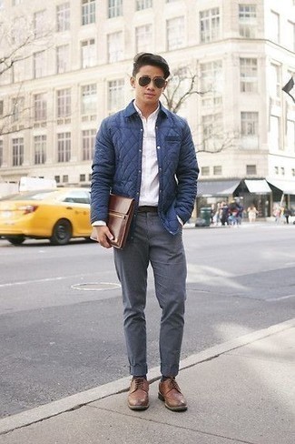 С чем носить стеганую куртку-рубашку мужчине