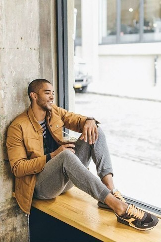 С чем носить стеганую куртку-рубашку мужчине