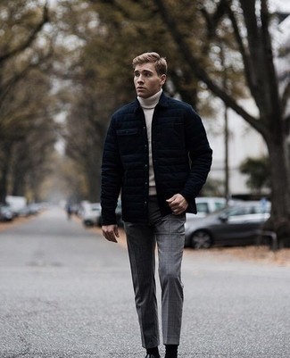 С чем носить стеганую куртку-рубашку мужчине