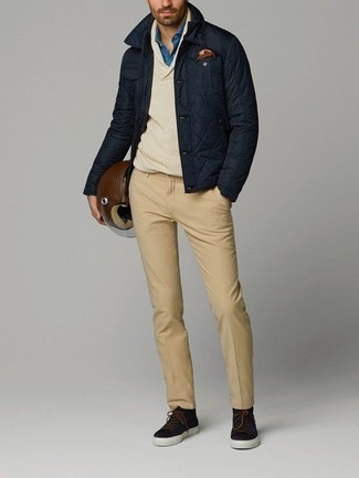 С чем носить стеганую куртку-рубашку мужчине