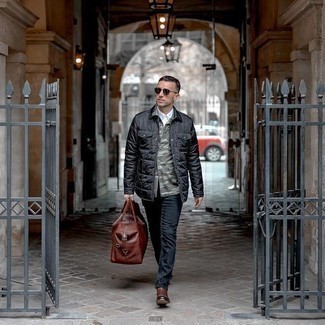 С чем носить стеганую куртку-рубашку мужчине