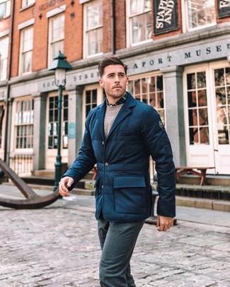 С чем носить шерстяную стеганую куртку мужчине