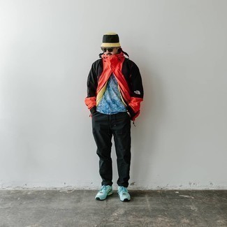 С чем носить красно-черную ветровку мужчине