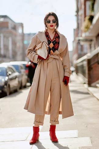 С чем носить красные ботильоны