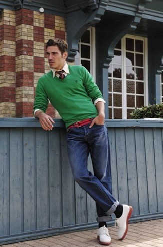 С чем носить красный ремень из плотной ткани мужчине