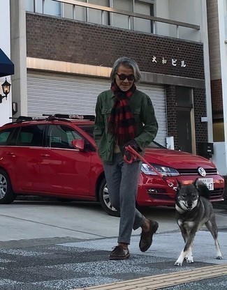 С чем носить красный шарф в клетку мужчине