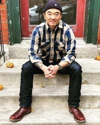 С чем носить красные ботинки челси мужчине