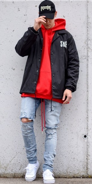 С чем носить красный худи мужчине