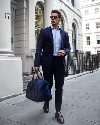 С чем носить красные кожаные монки с двумя ремешками