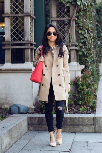 С чем носить красную кожаную большую сумку