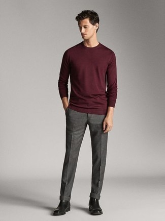 С чем носить красную футболку с длинным рукавом мужчине