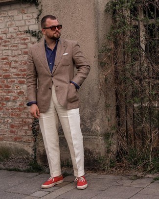 Какие пиджаки носить с красными низкими кедами мужчине