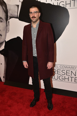 Какие туфли дерби носить с красным длинным пальто