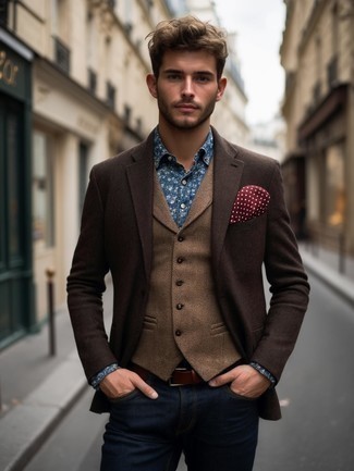 С чем носить красный нагрудный платок в горошек