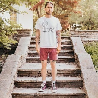 С чем носить красные кеды мужчине в жару