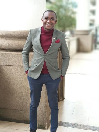 Какие пиджаки носить с красной водолазкой мужчине