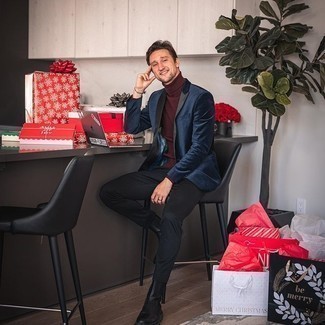 Какие ботинки челси носить с красной водолазкой мужчине