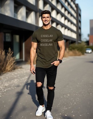 С чем носить рваные джинсы мужчине