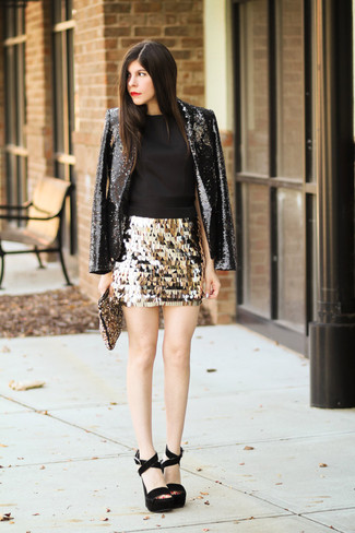 С чем носить пиджак с пайетками женщине