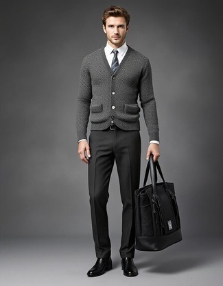 С чем носить кардиган с отложным воротником мужчине