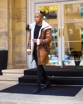 Как носить дубленку с джинсами мужчине